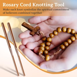 Dunkive 2 Pack Rosary Cord Knotting Tool, #7#9 and #36 Dual Head Twine Knotting Tool, Rosary Making Supplies, Beads Tying Kit, Beading Cord Kit for Jewelry, Fishing Hook, Bracelet(Brown)