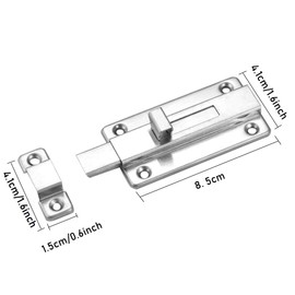 YuZhou YuZhou 3 PCS Bedroom Door Lock, 4 Inch Sliding Door Locks Internal Door Bolt Lock Toilet Latch Heavy Duty Gate Latch Door Slide Lock Bathroom Latch Stainless Steel Door Latch Lock for Internal Doors