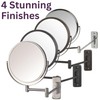 JERDON Two-Sided Wall Mounted Black Makeup Mirror - 5X-1X Magnification