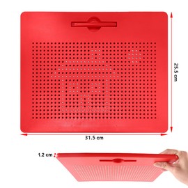 HONPHIER Kids Magnetic Drawing Tablet Magnetic Steel Balls Board Doodle Scribble Sketch Pad Magnet Writing Pads Preschool STEM Education Toys for Children (Large, Red)
