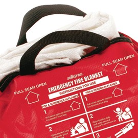 High Temperature Resistant 100% Fiberglass Emergency Fire Blanket with Small Red Vinyl Handle Bag, 6' x 5', White