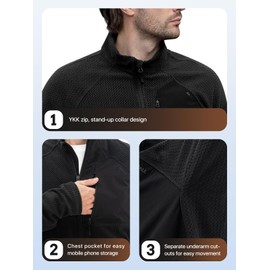 Aicall Men's AIR Full Zip Wave-textured Lightweight Fleece Jacket Breathable Spring Jacket for Outdoor Hiking Camping (Black XXL)