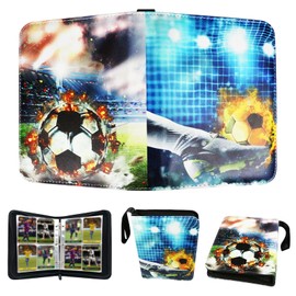 Card Trading Album, 4 Pockets, 50 Pages, Capacity for 400 Cards, Album for Trading Cards, Trainer Trading Card Albums, for Storing Trading Cards, Board Game Cards (Football)