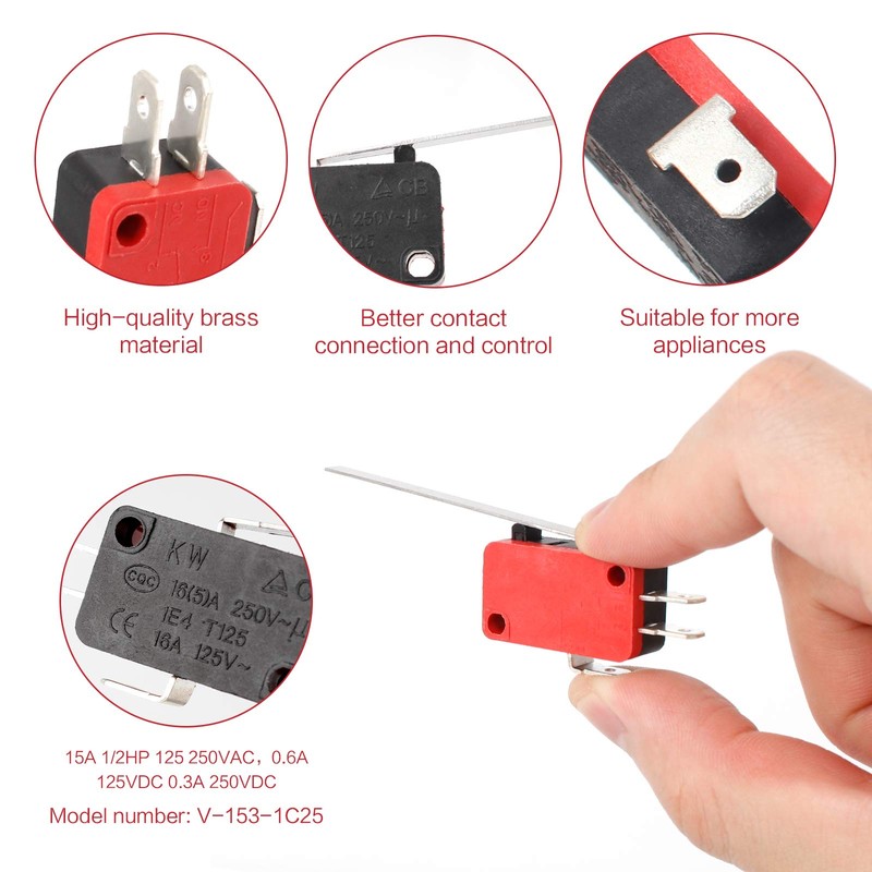 Iyowei 10 PCS Micro Limit Switch Long Hinge Lever +