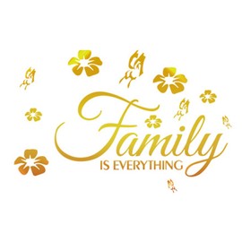 Family Is Everything 3D Acrylic Mirror Wall Decal Stickers - Inspirational Quotes and Sayings Large Lettering Art Decor (Gold)