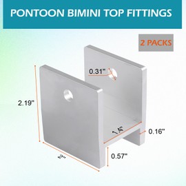3MIRRORS Silver Aluminum Bimini Top Mount Brackets for 1 3/8" Square Tube, 2 Count
