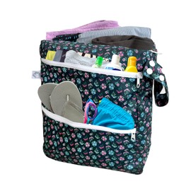 FLOCK THREE 3D Waterproof and Washable Wet Bag Luggage Organiser for Travel storage Stroller Daycare Baby Diapers Yoga Beach Pool Swimsuits Luggage Packing for Travel Accessories (Flower02)