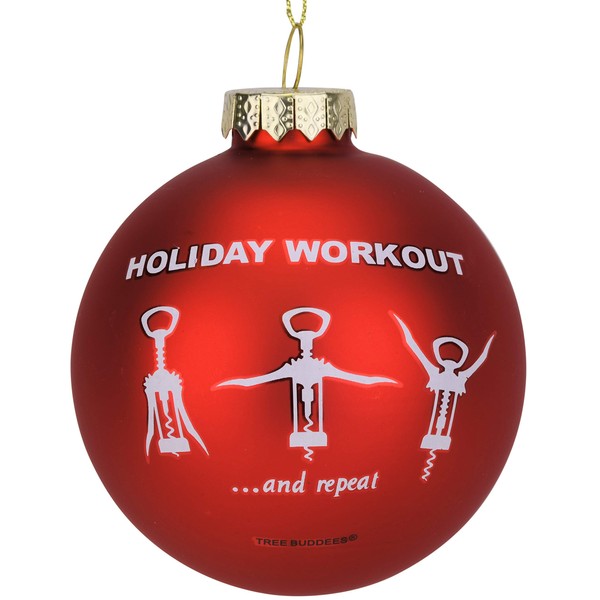 Tree Buddees Wine Opener Holiday Workout Funny Glass Christmas Ornament