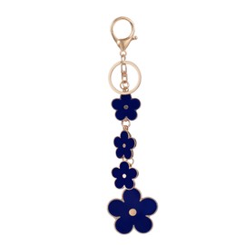 Giftale Women's Flower Bag Charms Enameled Keychain Purse Accessories, (Blue)