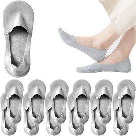 ALEXZV 10Pairs No Show Socks Women Men Cotton Socks Non Slip Low Cut Socks flat liner socks Black White (6P Gray)