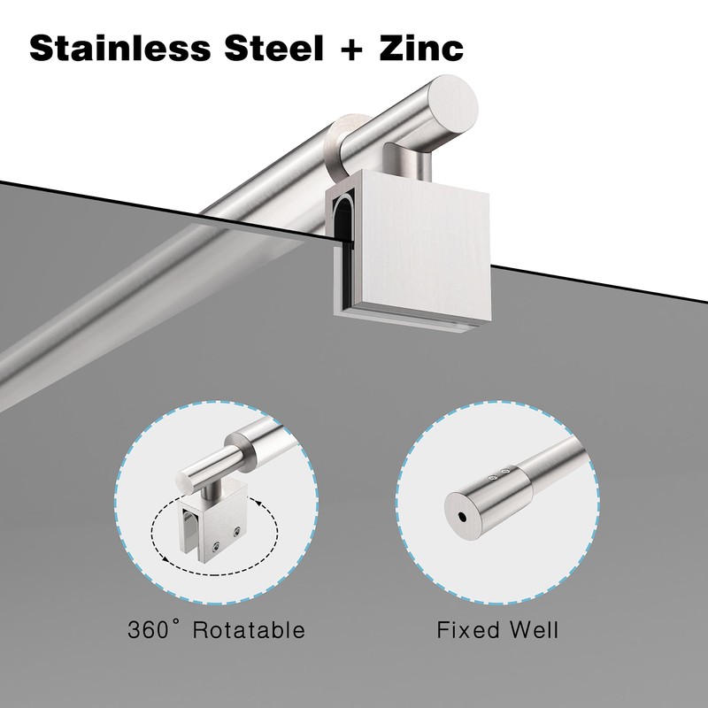 Shower Door Glass Support Bar,27.6'' to 47.2'' Shower Screen Support