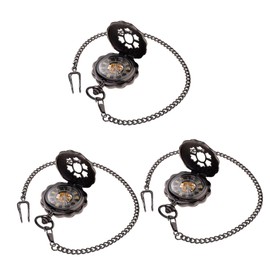 Gatuida 3pcs Chained Vintage Pocket Watch Mechanical Pocket Watch for Decor Occasion