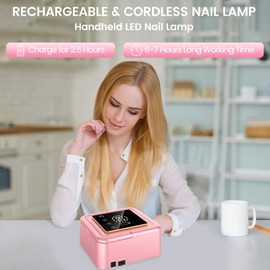 UV Nail Lamp 108W, UV Light for Gel Nail Polish, Cordless LED Nail Lamp with 36 Beads & Touch Display, Nail Light with 4 Timer Mode & Auto Sensor, Fast Curing Nail Dryer for Salon & Home (Pink)