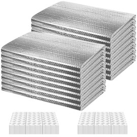 16P Garage Door Insulation Panels Kit 0.24' Thick Double Bubble Reflective Aluminum Foil Sheet Thermal Insulation Shield 120 Tapes Winter Clod and Summer Heat for Attic, Garage, Wall (24" x 60")