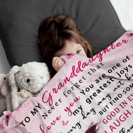 UHANKRU Granddaughter Gifts from Grandma, Granddaughter Gifts, Gift for Grand Daughter Birthday, Graduation, Christmas, Granddaughters Blanket, Pink Butterfly, 60"x50"