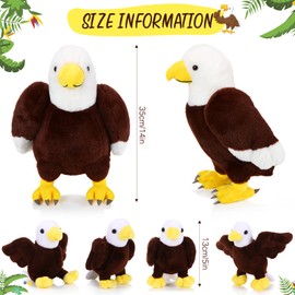 Lenwen 5 Pcs Eagle Stuffed Animal Bulk 1 Plush Mommy with 4 Cute Babies Plush Wild Bald Eagles Stuffed Animal Toy for Boys Girls Birders Zoo Gifts