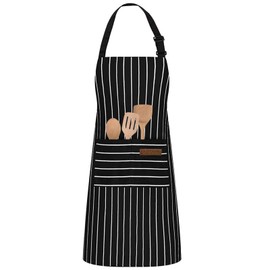 JMOOT Black Chef Kitchen Apron, Adjustable Chefs Cooking Apron with 2 Pockets Women Men Aprons for Cooking Home Kitchen Restaurant Coffee House