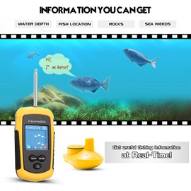 Atibin Portable Kayak Depth Finder Fishing Wireless Castable Fishing Finder Transducer Canoe Shore Fish Finder Detector Sonar Handheld Sea Lake