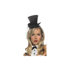 Leg Avenue - Mini glitter top hat with veil - One Size - Black - 2063