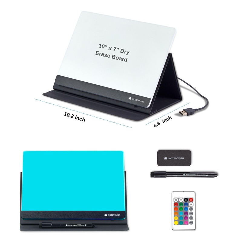 Note Tower LED Color Changing Desktop Whiteboard with Premium PU