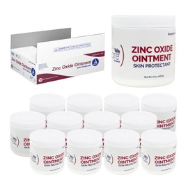 Dynarex Zinc Oxide Ointment, Protective Skin Barrier Ointment, Soothes, Prevents, & Relieves Chaffed Skin, and Irritation, White, 12 Count 15 oz. Jars