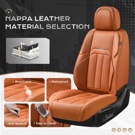Coverado Car Seat Cover, Cover for Cars Front Seat, Premium Leather, Universal Fit Waterproof Seat Protectors, Car Seat Cushion Non-Slip for Most Cars-Brown