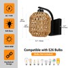 lobolighting Boho Rattan Wall Sconces Set of Two Hardwired Hand-Woven