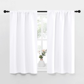 NICETOWN RV Curtains for Camper Windows, White Curtains for Kitchen Window, Home Decoration Light Filtering Curtains & Drapes for Small Window (29" Wide by 40inches Long, 1 Pair)