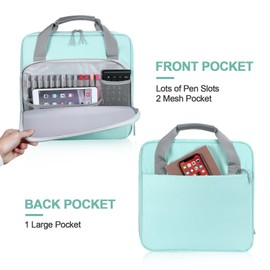 Losong 4 Inch 3 Ring Zipper Binder D-Ring, Multi-Pocket School & Office Binder Organizer, 800 Sheet Capacity, Compatible with 13-Inch MacBook (Patent Design Light Blue)