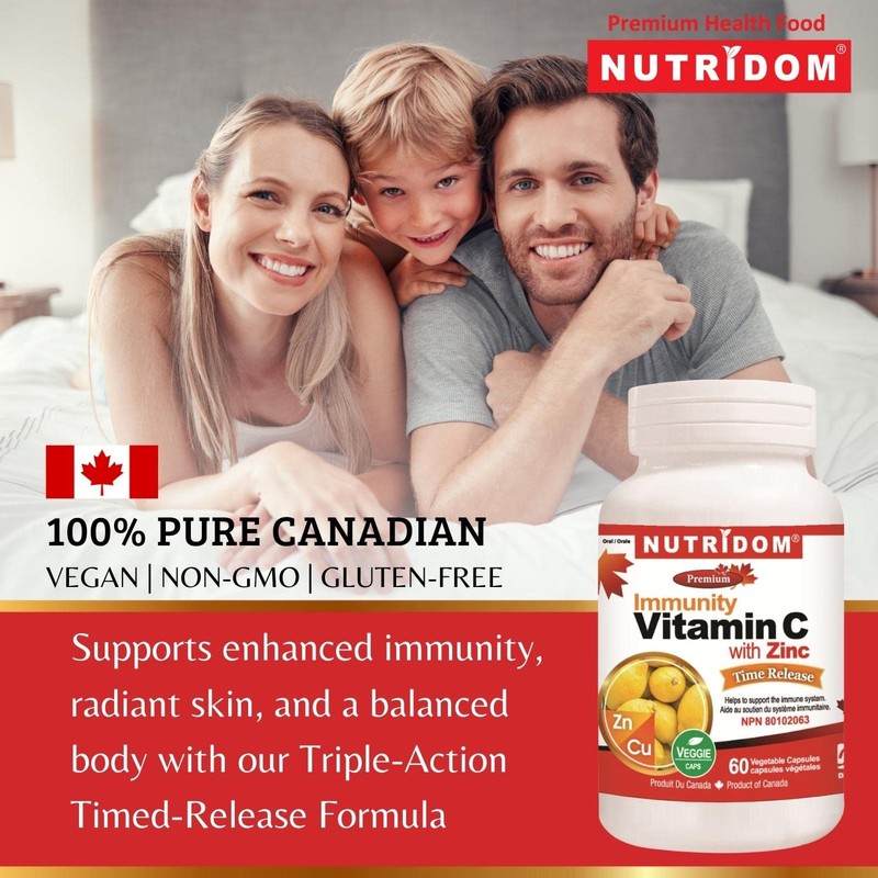 Nutridom Timed-Release Vitamin C (850 mg) with Zinc Bisglycinate (15