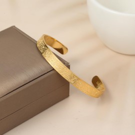 Qitian Islamic Jewelry Gifts for Men Allah Gold Bangles Bracelets Ayatul Kursi Arabic Cuff Bracelet for Women Men Islam Eid Ramadan Gifts （Gold-Thick