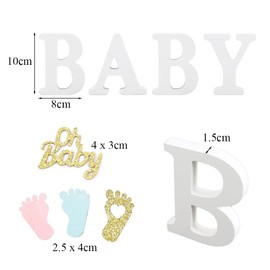 Csirnto 1 x Oh Baby Garland Glitter 4 Pieces Lettering Baby Wooden Table Decoration and 100 Pieces Confetti Oh Baby Table Decoration Baby Shower for Gender Reveal Christening Children's Birthday Party