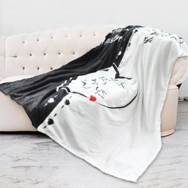 QeeLer Engagement & Wedding Blanket, 60x50 inch, Black, Flannel, Throw Blanket, Wedding Blanket, Commemorative Keepsake