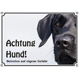 Dog Sign Labrador Retriever Black - UV-Resistant Metal Sign Photo Sign, DIN A4