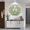 FMTAD Large Peacock Wall Clock Silent Non-Ticking,3D Creative Luxury Decorative