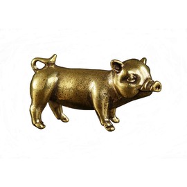 DMtse Chinese Feng Shui Brass Mini Pig Decor Statue Figurines for Animal Sculpture Collectibles Gift