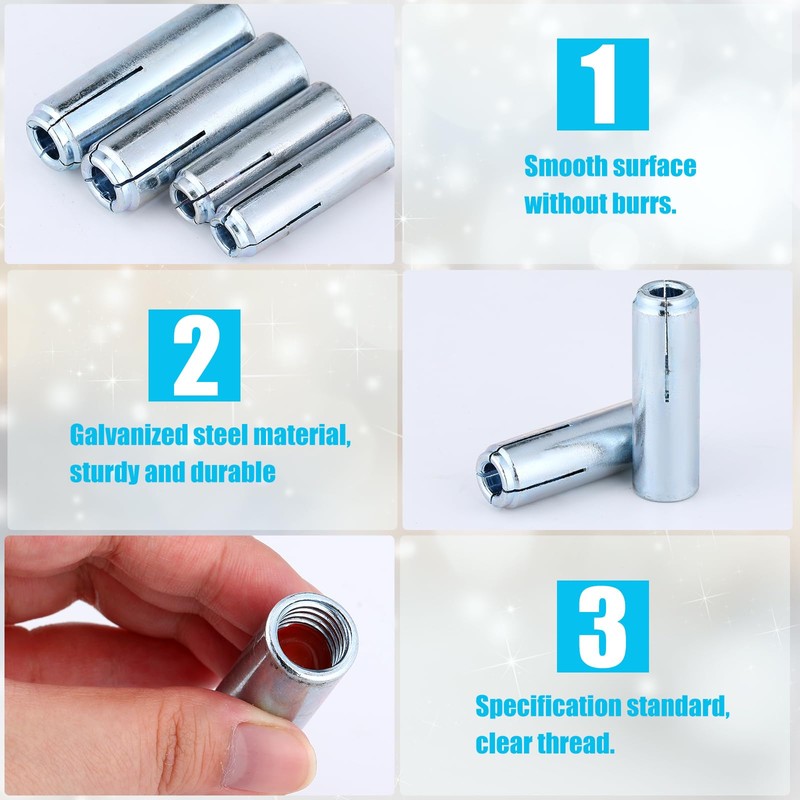 Blulu 50 Pcs 1/2"-13 Drop in Anchor Zinc Plated Inner