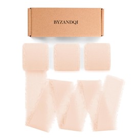 BYZANDQI Ribbon 2.5 cm x 18 m Light Pink Wedding Chiffon Ribbon Gift Ribbon Fabric Ribbon Decorative Ribbon Silk Ribbon
