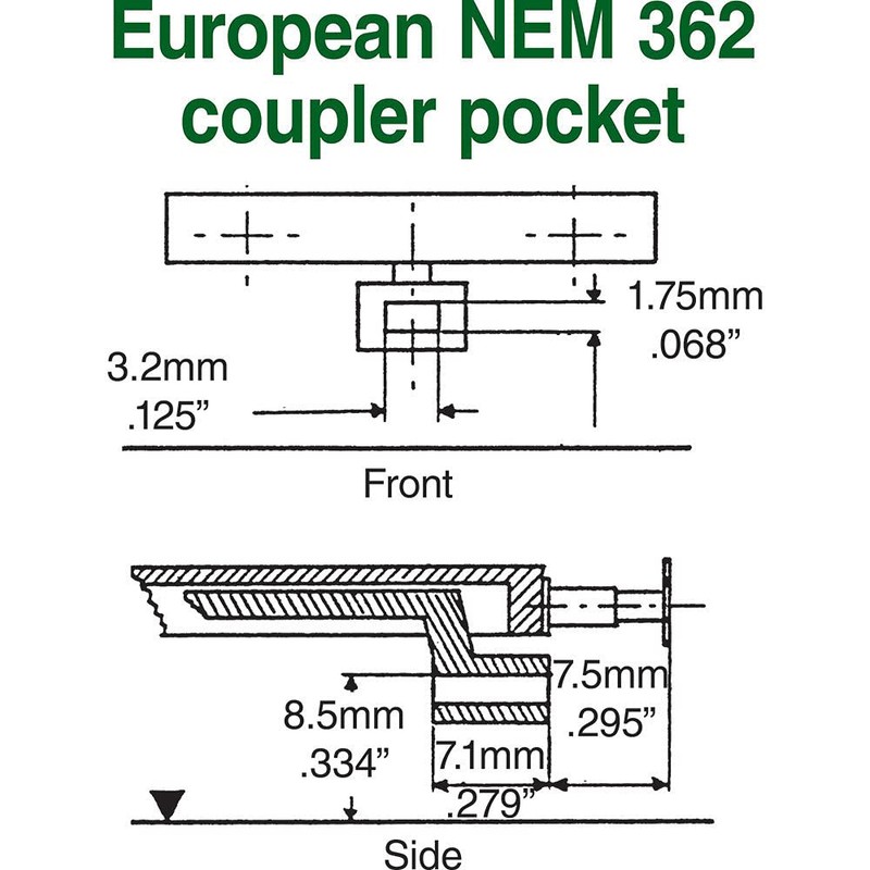 HO NEM 362 Coupler, 11/32" Center (2pr)