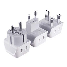 Complete European Travel Adapter Set by Ceptics - 2 In 1 Usa to Europe, Germany, England, Spain, Italy, Iceland, France, (Type G, E/F, Type C) - 3 Pack, Safe Grounded Perfect for Cell Phones, Laptops