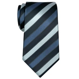 RETREEZ 3 Color Stripe Microfiber Woven Men's Tie Necktie - Many Colors Available, black & grey
