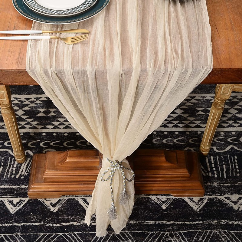 LOMOHOO CheeseCloth Table Runner 72Inches Long,Boho Gauze Table Runners,Rustic Table