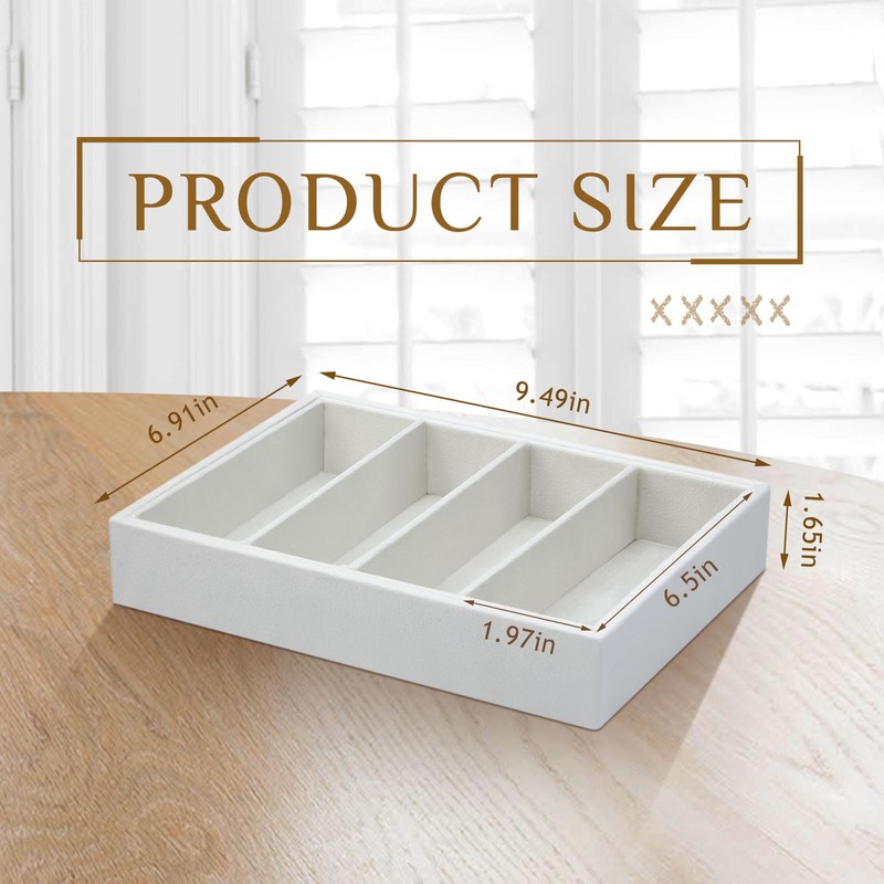 Amylove 4 Pcs Beige Sunglass Organizer Trays 4 Grids Velvet
