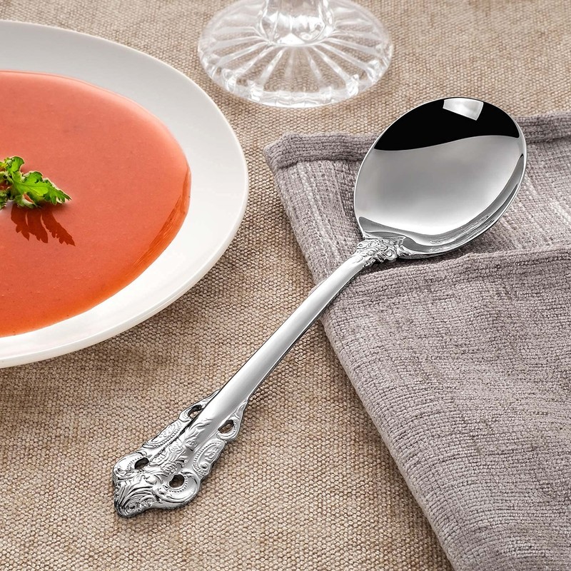 KEAWELL Gorgeous Round Soup Spoon, Set of 4, 18/10 Stainless