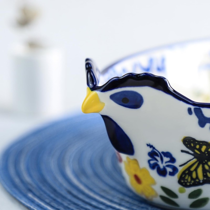 Bicuzat Vintage Butterfly and Flower Pattern Pie Pan, Chicken Shape