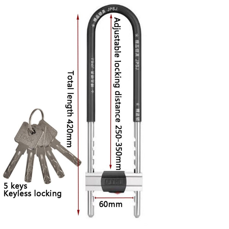 Adjustable Shackle Lock - U-Shape Shackle Lock - Bicycle Lock,