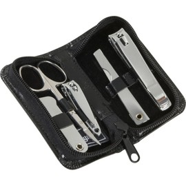 Royce Leather Executive Chrome Plated Aristo Mini Manicure Kit, Chestnut, One Size