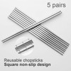 Stainless Steel Chopsticks 5 Pairs Reusable Multicolor Lightweight 304 Metal