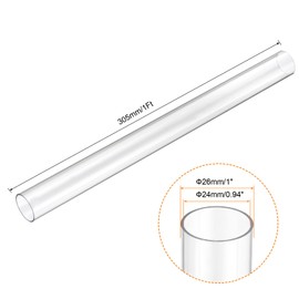 sourcing map Clear Rigid Tubing 24mm(0.94") ID x 26mm(1") OD x 1Ft(305mm) Length Round Plastic Polycarbonate Tube