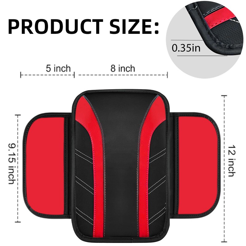 NBTEPEM 6 Pcs Red Car Accessories Set, Sport Leather Steering